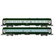 REE Modeles NW-263 - Set of 2 UIC Y coaches set, A4B5 and B10, green/concrete grey livery ,boxed SNCF Logo, Period V