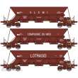 REE Modeles NW-267 - Set of 3 EX hoppers wagons « SLEMI, COMPAGNIE DU MIDI et LOTRASID », SNCF Era IV