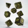 Q-Workshop QWSSRUN07 - Runic Black & yellow Dice Set (7)