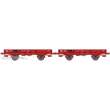 REE Modeles WB-607 - SET of 2 OCEM 29 FLAT Wagon Red SNCF Jho 104231 et Jho 104733 Braked, Plain wheels Era III B