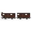 REE Modeles WB-698 - Set of 2 PLM 20 T Closed Wagon brown, N° KKwf 144931 with brakesman home et N° KKw 142096 with Z body reinforcements, SNCF Era III A