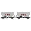 REE Modeles WB-723 - Set of 2 Grain wagons CTC & CTC UNAC, grey, black frame, Era III